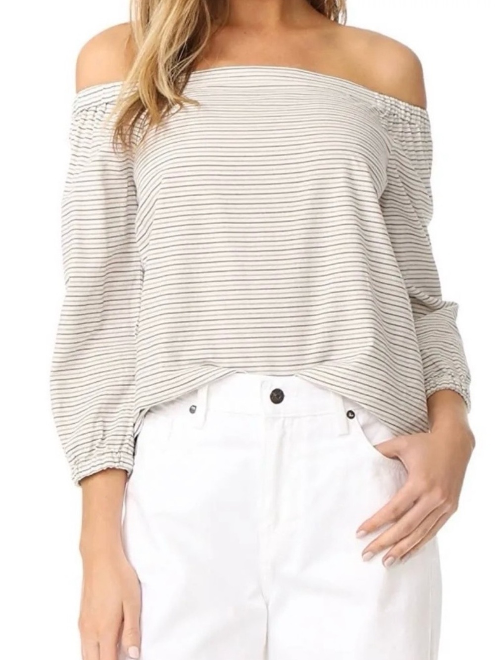 Madewell Indigo-Striped Jardin Off-the-Shoulder Top